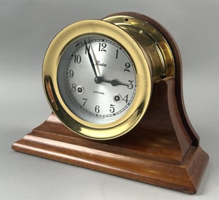 CHELSEA CLOCK CO. SHIPSTRIKE CLOCK ON STAND Boston, Late 20th Century Height 7". Dial diameter