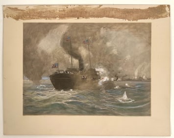 CARLTON THEODORE CHAPMAN (New York/California/Ohio, 1860-1925), An American ship in battle.,