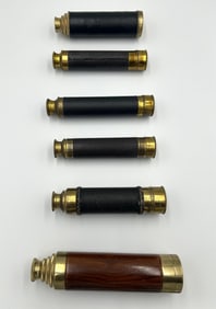 SIX BRASS TELESCOPES 19th/20th Century Lengths from 6" to 8".