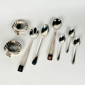 EIGHT SILVER PLATED TABLEWARES 20th Century