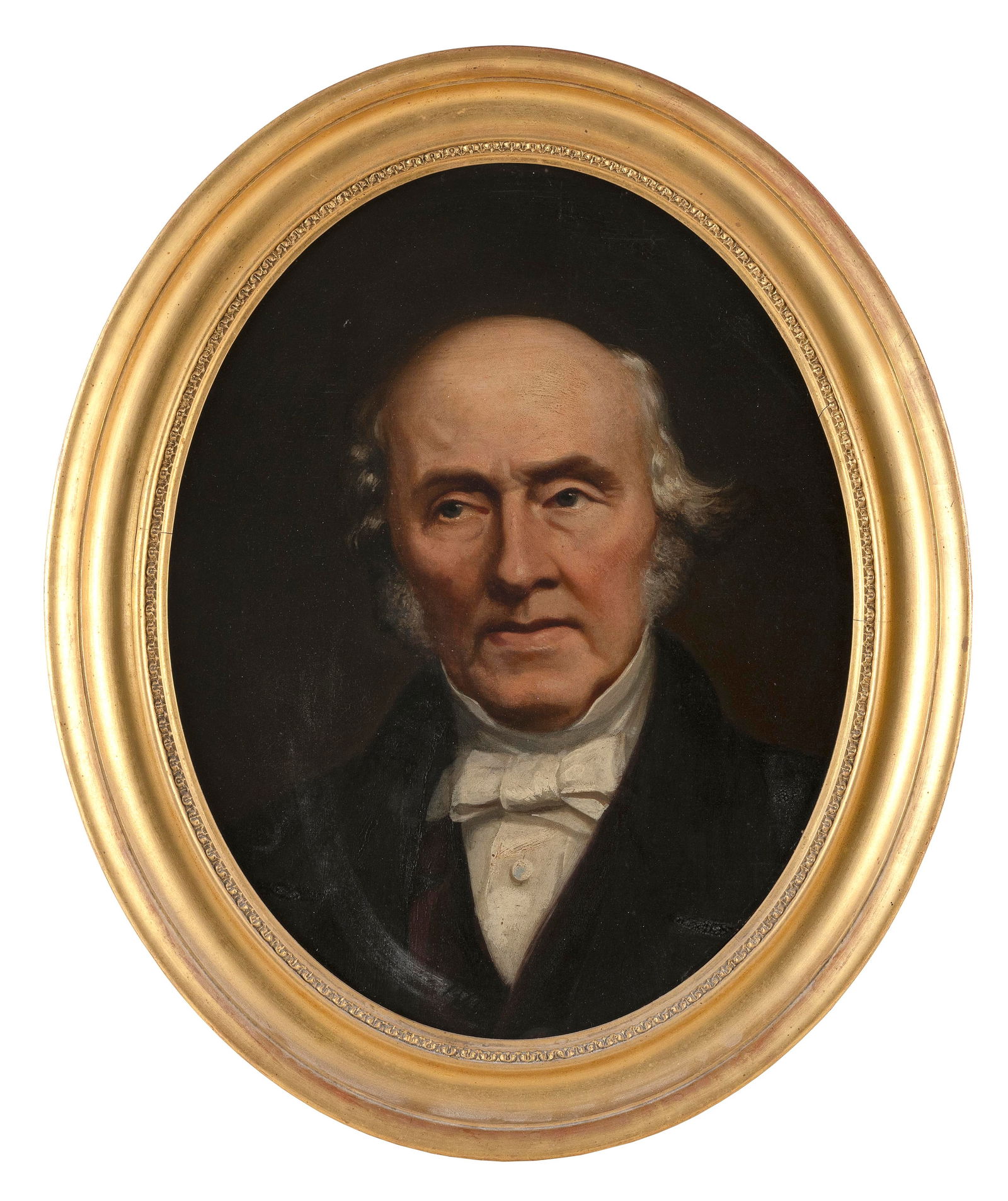 CONTINENTAL SCHOOL (Late 19th/Early 20th Century,), Bust portrait of a gentleman., Oil on canvas: CONTINENTAL SCHOOLLate 19th/Early 20th CenturyBust portrait of a gentleman. Unsigned. Label verso for Doig, Wilson & Wheatley Fine Art Dealers and Printsellers, Edinburgh.Oil on canvas laid on board,
