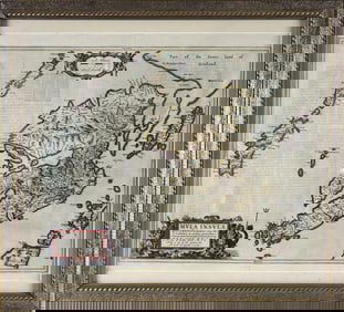 HAND-COLORED BOOK PRINT MAP OF THE ISLE OF MULL, SCOTLAND The Netherlands, 17th Century 19" x 22"