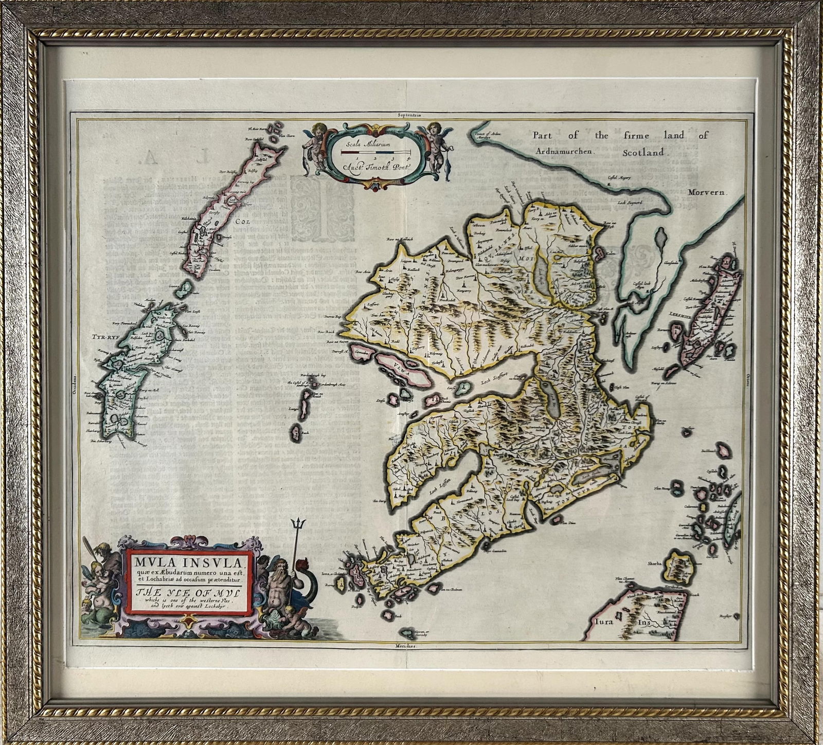 HAND-COLORED BOOK PRINT MAP OF THE ISLE OF MULL, SCOTLAND The Netherlands, 17th Century 19" x 22" (1 of 2)