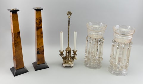 FIVE PIECES OF LIGHTING Heights from 15" to 20.25".