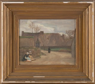 CONTINENTAL SCHOOL (Early 20th Century,), "A Primitive Village"., Oil on board, 8.5" x 10.5". Framed