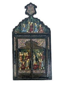 PAINTED WOOD MIRROR India, 20th Century Height 23.5". Width 11.5".