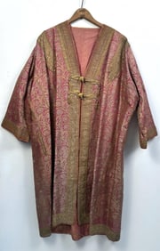 VINTAGE SILK BROCADE ROBE Middle East or Southeast Asia, Mid-20th Century Length 48". Width 52".