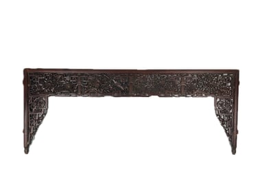 CHINESE CARVED ROSEWOOD ARCHITECTURAL ELEMENT Late 19th Century Height 29.5". Width 79.25".