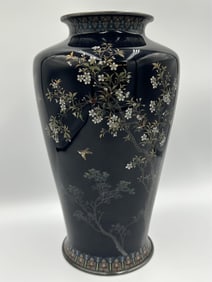 JAPANESE CLOISONNE ENAMEL VASE 20th Century Height 10".