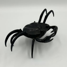 JAPANESE BRONZE ARTICULATED CRAB FIGURE Height 2". Width 7". Depth 3.5".
