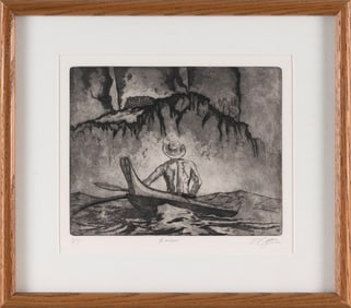 BILL ELLSWORTH (Virginia, 20th Century), Helau., Etching, 8" x 10". Framed 14" x 16".