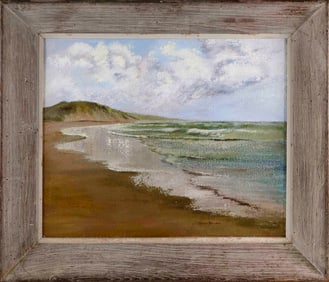 DELORES ANN ROBINSON (Florida, 1935-2020), "Florida Beach"., Oil on canvas, 20" x 24". Framed 27" x