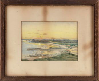 SYLVESTER PHELPS HODGDON (Maine/Massachusetts, 1830-1906), "Kennebunkport" (Maine)., Watercolor,