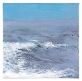 JOAN COBB MARSH (Massachusetts, Late 20th Century), "Waves"., Oil on canvas, 12" x 12". Unframed.