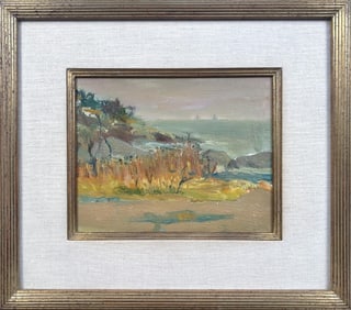 JOSEPH RIMINI (Massachusetts, 1920-2000), "Summer Fog, Cape Ann"., Oil on canvas, 8" x 10". Framed