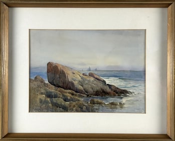 JOHN ALFRED COOK (Massachusetts, 1870-1936), Rocky outcrop., Watercolor, 10" x 14" sight. Framed 17"