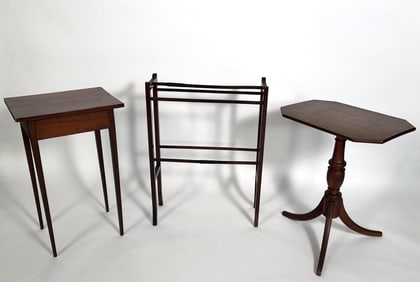 THREE PIECES OF ANTIQUE FURNITURE 19th Century Heights from 29" to 32".