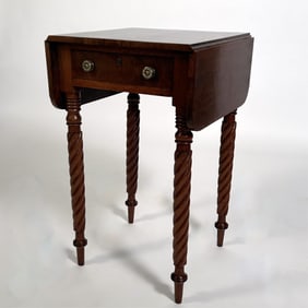 ONE-DRAWER DROP-LEAF STAND 19th Century Height 28.5". Width 17" plus two 8.5" drop leaves. Depth