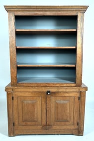 TWO-PIECE STEP-BACK CUPBOARD 19th Century Height 79". Width 50". Depth 18.5".