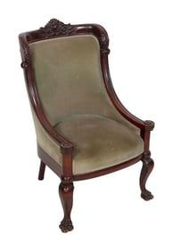 CLASSICAL ARMCHAIR 19th Century Back height 39". Seat height 16".