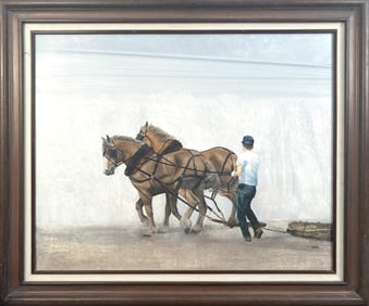 LINDA PETERSON (Massachusetts/Maine, 1943-), "Summer Dust"., Oil on masonite, 24" x 29". Framed 31"