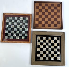 THREE CHECKERBOARDS Early 20th Century Each approx. 18" x 18".