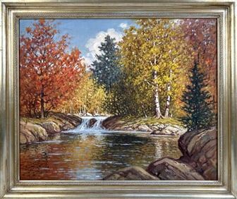 HARRY HAMBRO HOWE (Massachusetts/Maine, 1886-1968), Autumnal landscape., Oil on canvas, 23" x 28".