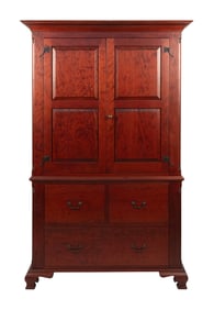 CHIPPENDALE-STYLE TWO-PART CUPBOARD Contemporary Height 84.5". Width 50". Depth 26".