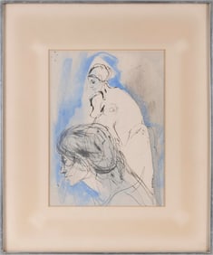 IRV DOCKTOR (America, 1918-2008), Study of two women., Watercolor on paper, 15" x 11.25" sight.