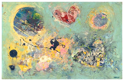 JOHN CHOLY (New York/Connecticut/Massachusetts, Contemporary), Abstract of hearts and circles.,