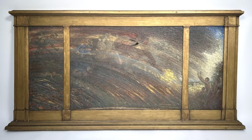 DENT ROBINSON (New York, 20th Century), Triptych abstract., Oil on canvas, 25" x 51". Framed 28.5" x