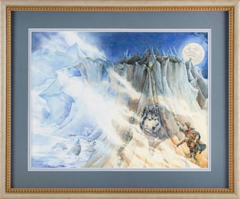 GARY A. LIPPINCOTT (Massachusetts, 1953-), "Wolf of Tebron"., Watercolor on paper, 13.5" x 17.5"