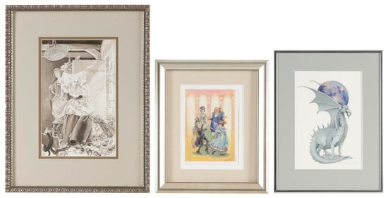 GARY A. LIPPINCOTT (Massachusetts, 1953-), Three watercolors on paper:, Framed to 14" x 12".