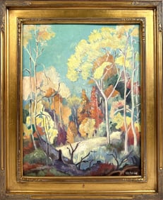 THELMA WELLMAN (America, 20th Century), "Fall Fantasy"., Oil on canvas, 11" x 14". Framed 14" x 17".