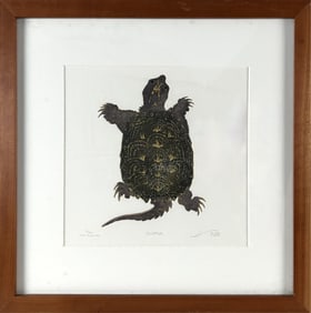 MATTHEW SMITH (New Hampshire, Contemporary), "Snapper"., Copper block etching, 10" x 10.5" sight.