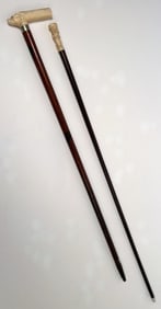 TWO STAG-MOTIF CANES 19th/Early 20th Century