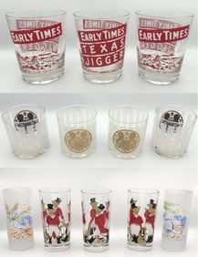 TWELVE PIECES OF GLASS BARWARE 20th/21st Century Heights from 3" to 5.5".
