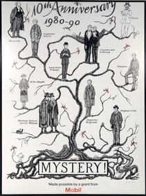 EDWARD GOREY (Massachusetts, 1925-2000), "Mystery! 10th Anniversary 1980-90"., Poster, 41" x 30".