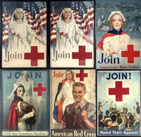 SIX WORLD WAR I AND II-ERA POSTERS Sheets approx. 27.5" x 19". Framed to 30" x 21".