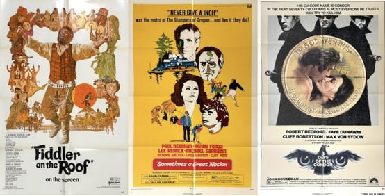 THREE ONE-SHEET MOVIE POSTERS Last Half of the 20th Century 41" x 27". Unframed.