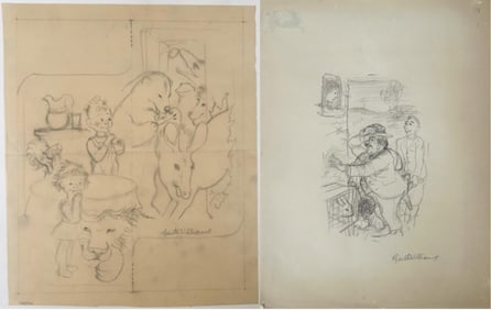 GARTH MONTGOMERY WILLIAMS (Colorado, 1912-1996), Two circa 1950 illustrations for The Tall Book of