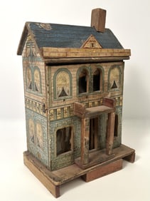 R. BLISS LITHOGRAPHED DOLLHOUSE Early 20th Century Height 14.5".