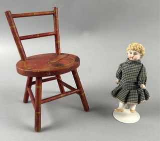 GERMAN BISQUE DOLL 19th Century Heights 4.5" and 7".