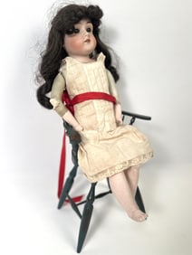 GERMAN BISQUE-HEAD DOLL Circa 1910 Height 20".