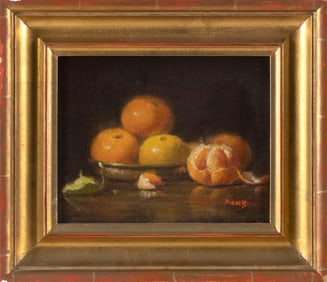 RICHARD PIONK (New York/Minnesota, 1936-2007), "Oranges"., Oil on canvas, 8" x 10". Framed 10" x