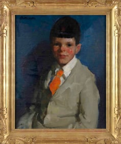 MARTHA WALTER (Massachusetts/Pennsylvania/France, 1875-1976), "Young Boy with Blue Eyes"., Oil on
