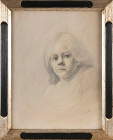 DAVID SULLIVAN (America, Contemporary), Portrait of a girl., Pencil on paper, 17.5" x 13.25" sight.