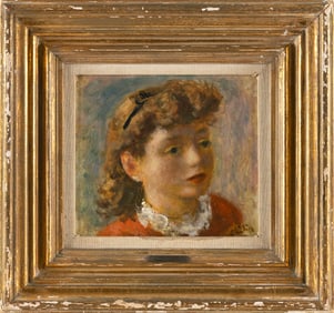 ROBERT PHILIPP (New York, 1895-1981), "Young Girl/Rochelle"., Oil on canvas, 8" x 9". Framed 14" x