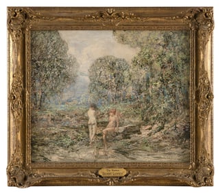 SCHOOL OF ERNEST LAWSON (New York/Connecticut/Canada/France, 1873-1939), "The Bathers"., Oil on