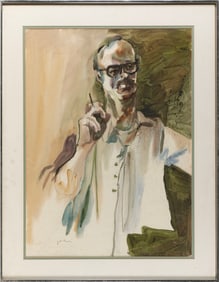 ZYGMUND JANOWSKI (Indiana/Massachusetts, 1925-2009), Self-portrait., Watercolor on paper, 29" x